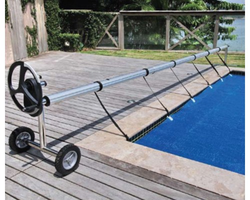 Enrolador de Capa Térmica para Piscina (Hiper) - Base em Aço Inox e Conj. de 03 Tubos em Alumínio